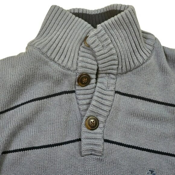 IZOD Men's Cotton Knit Striped Button Up Sweater in Large - Picture 3 of 5